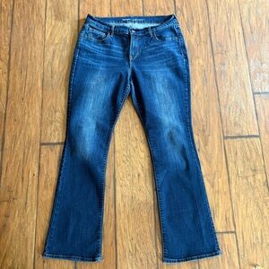 Old Navy Blue Boot Cut Jeans - Classic Dark Wash Curvy Mid-Rise 14 Tall